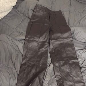 SHEIN Black Faux Leather Trousers - TALL